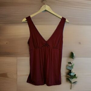 MNG Basics Red Sleeveless V-Neck Ruched Blouse Women’s Medium Stretch